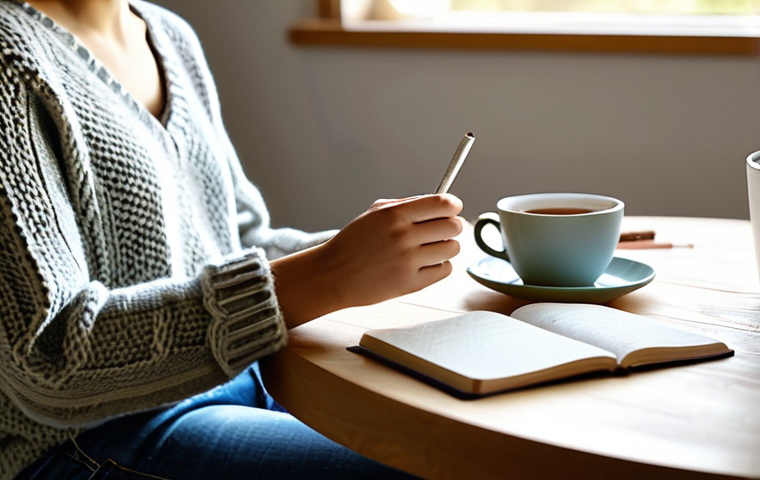 **

A woman in her late 20s, wearing a comfortable, fully clothed outfit (e.g., a knitted sweater and jeans), sitting in a sunlit room, journaling. Soft, natural lighting.  A cup of herbal tea sits on the table beside her.  Focus on peacefulness and self-care.  safe for work, appropriate content, fully clothed, family-friendly, perfect anatomy, correct proportions, natural pose, well-formed hands, proper finger count, natural body proportions.

**