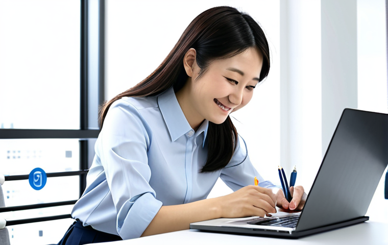 시간 관리와 자기 돌봄의 관계 - A professional Japanese woman in her late 20s, wearing a modest business casual outfit (skirt and bl...