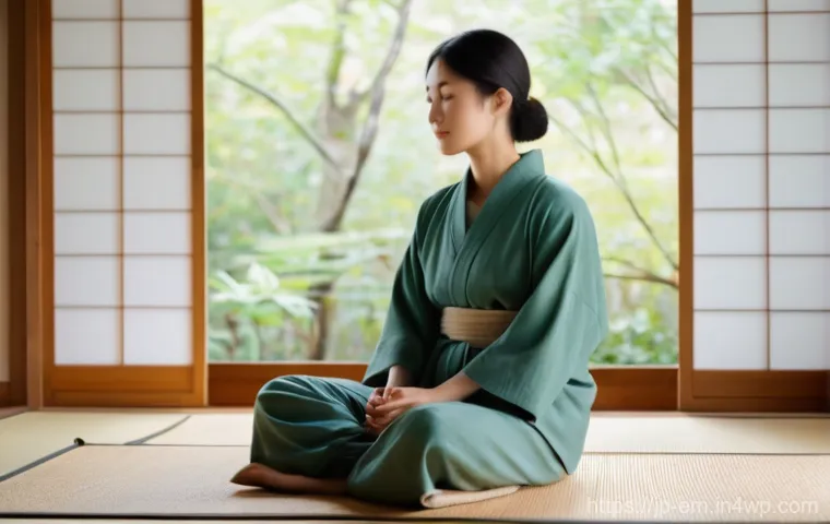 자기 돌봄을 위한 간단한 팁 모음 - **Prompt:** A serene indoor scene bathed in soft, early morning light. A young Japanese woman in her...